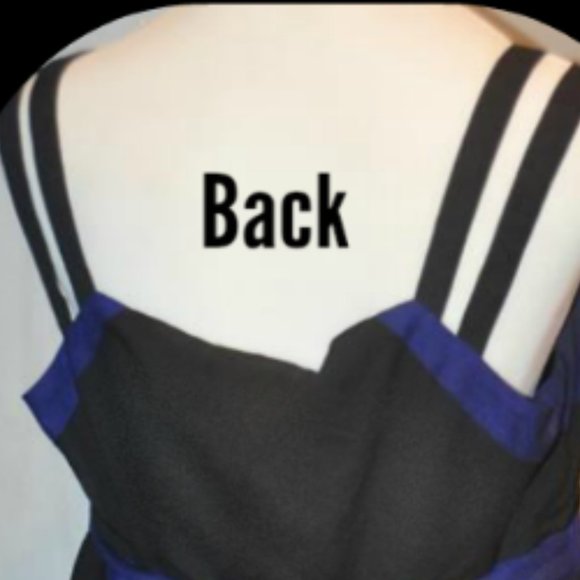 TORRID Dress Sz.14W, Black Faux Wrap with Royal Bl - Picture 3 of 4